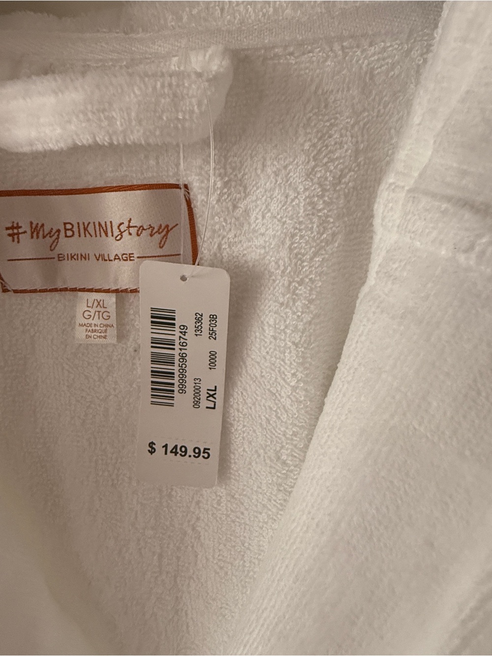 NWT Bikini Village Hooded Terry Robe White Size L/XL Spa Robe - Picture 3 of 5